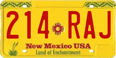 NM license plate 214RAJ