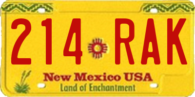 NM license plate 214RAK