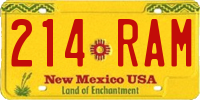 NM license plate 214RAM