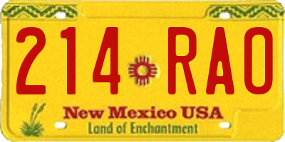 NM license plate 214RAO