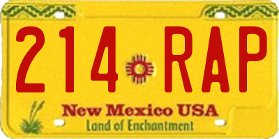 NM license plate 214RAP