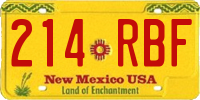 NM license plate 214RBF