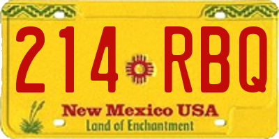 NM license plate 214RBQ