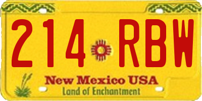NM license plate 214RBW