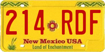 NM license plate 214RDF