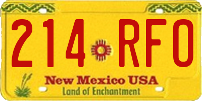NM license plate 214RFO
