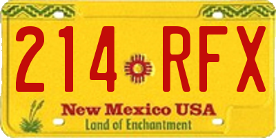NM license plate 214RFX