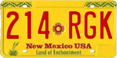 NM license plate 214RGK