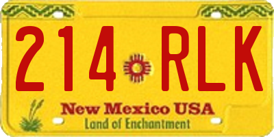 NM license plate 214RLK