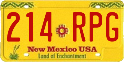 NM license plate 214RPG