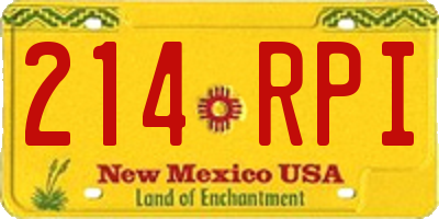 NM license plate 214RPI