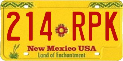 NM license plate 214RPK