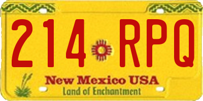 NM license plate 214RPQ