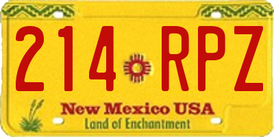 NM license plate 214RPZ