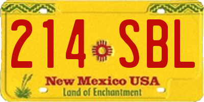NM license plate 214SBL