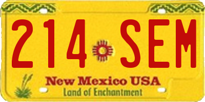 NM license plate 214SEM