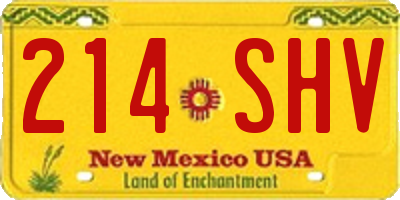 NM license plate 214SHV