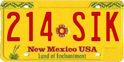 NM license plate 214SIK