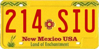 NM license plate 214SIU
