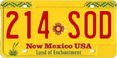 NM license plate 214SOD