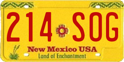 NM license plate 214SOG