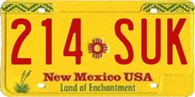 NM license plate 214SUK