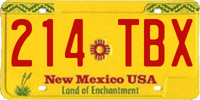 NM license plate 214TBX