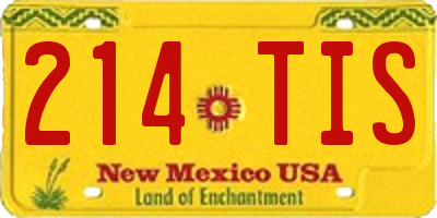 NM license plate 214TIS