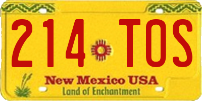 NM license plate 214TOS