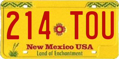 NM license plate 214TOU