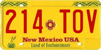 NM license plate 214TOV