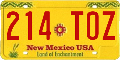 NM license plate 214TOZ
