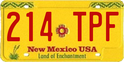 NM license plate 214TPF