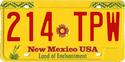 NM license plate 214TPW