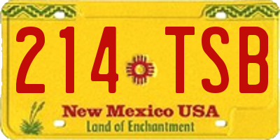 NM license plate 214TSB