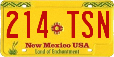NM license plate 214TSN
