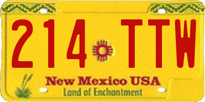 NM license plate 214TTW