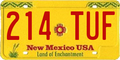 NM license plate 214TUF