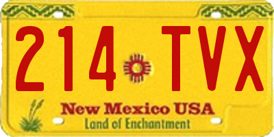 NM license plate 214TVX
