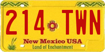 NM license plate 214TWN