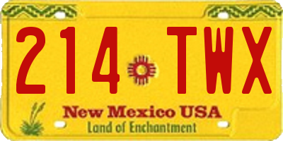 NM license plate 214TWX