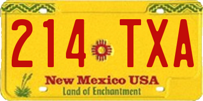 NM license plate 214TXA