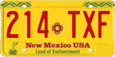 NM license plate 214TXF
