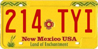 NM license plate 214TYI