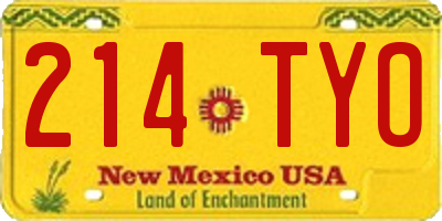 NM license plate 214TYO