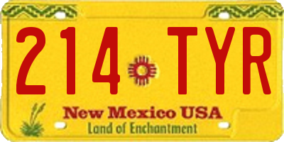 NM license plate 214TYR