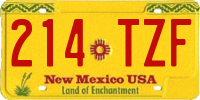 NM license plate 214TZF