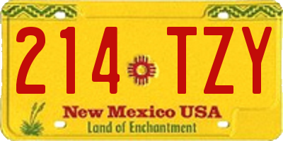 NM license plate 214TZY