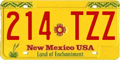 NM license plate 214TZZ