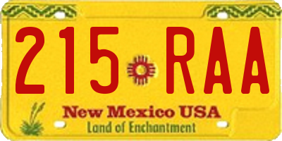 NM license plate 215RAA